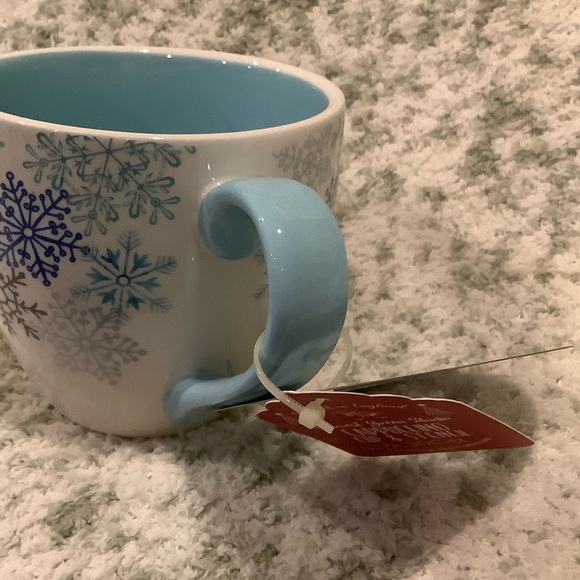 Stoneware Snowflake coffee capuccino Mug w/ snowflake Stencil NWT 14oz England - Picture 9 of 16